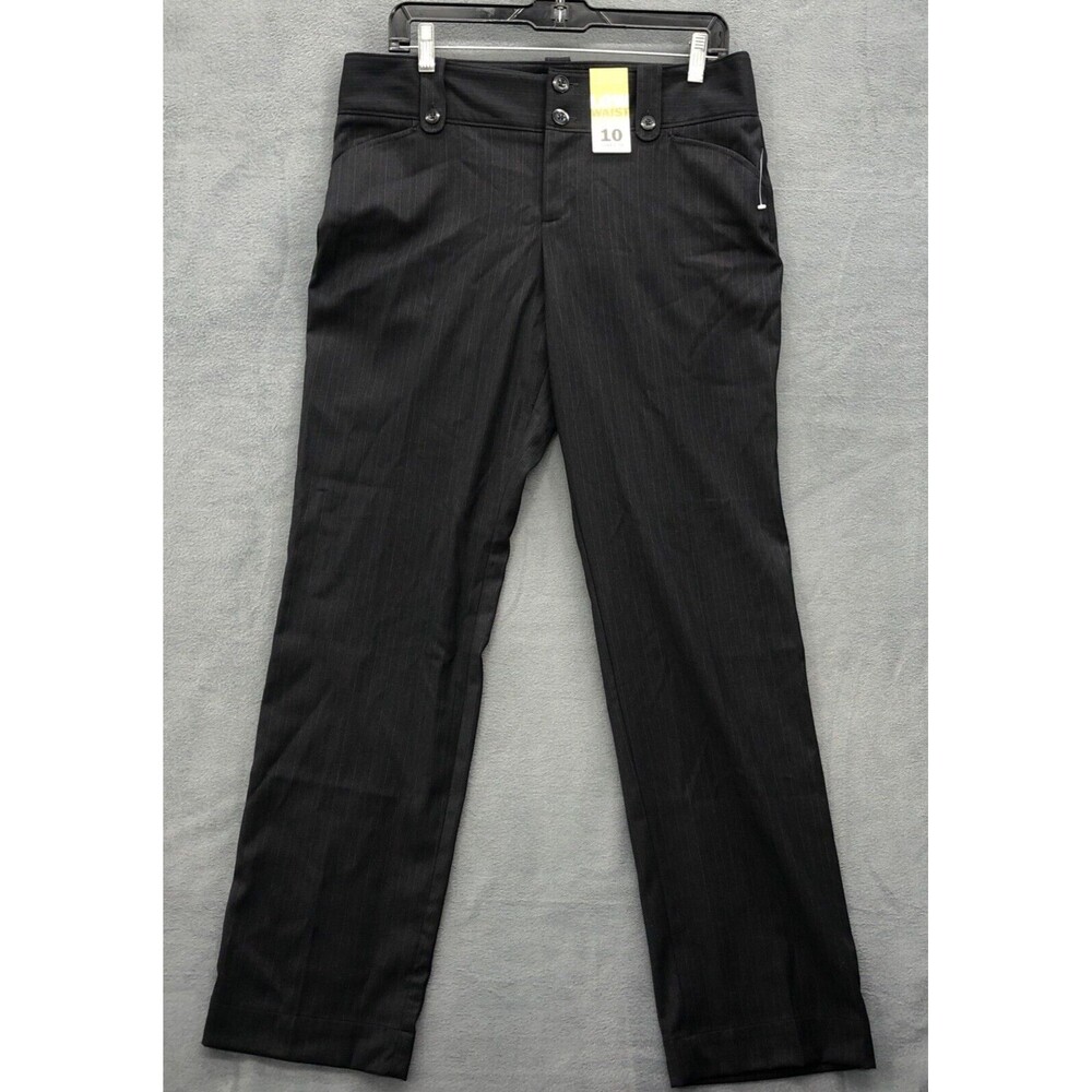 Old Navy Womens Dress Pants 10 Black Pinstripe Low Rise Stretch Office Siren NWT